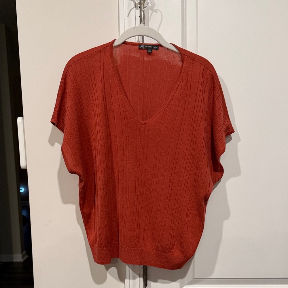 Adrianna Papell Rust Red Lightweight Knit Top